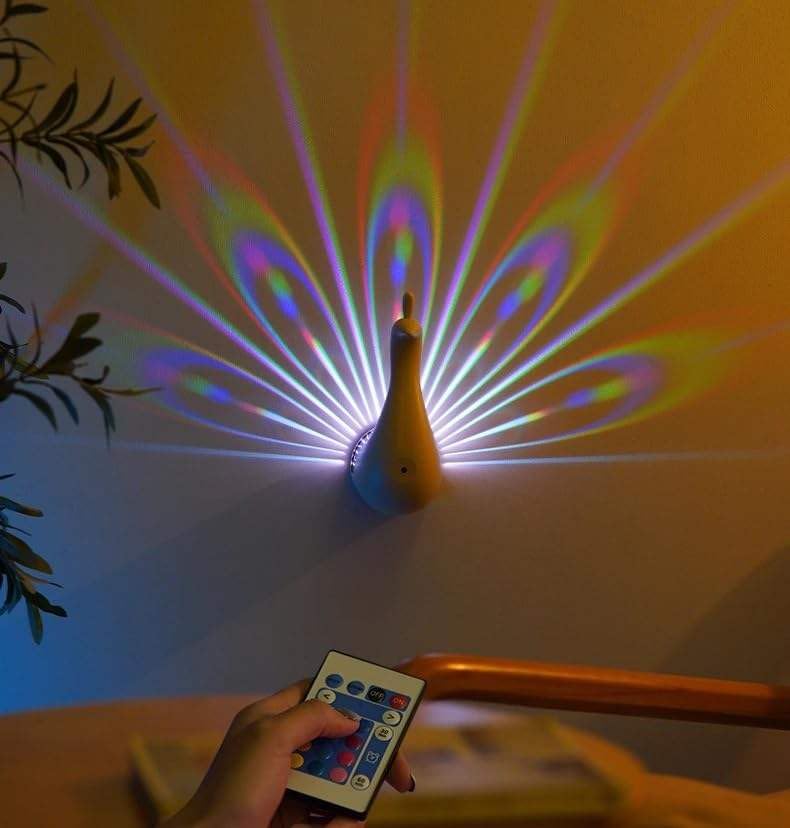 Rainbow Peacock 7-Color Projection Night Light - Veesho