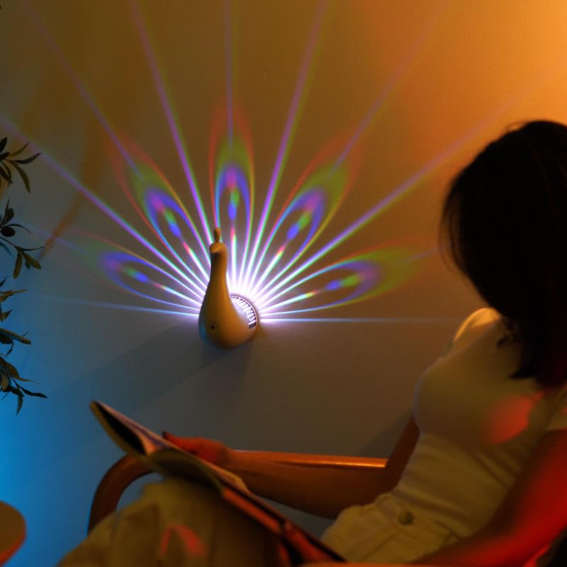 Rainbow Peacock 7-Color Projection Night Light - Veesho