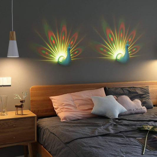 Rainbow Peacock 7-Color Projection Night Light - Veesho