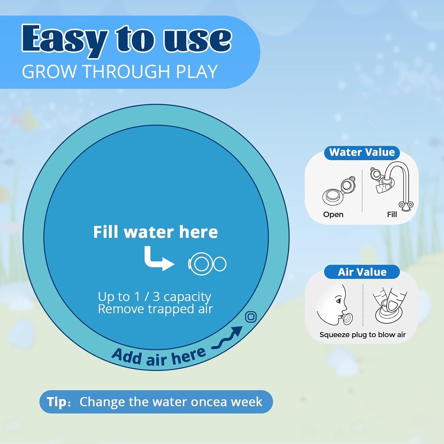 Premium Inflatable Water Play Mat & Tummy Time Activity Center - Veesho