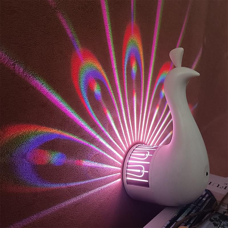 Rainbow Peacock 7-Color Projection Night Light - Veesho