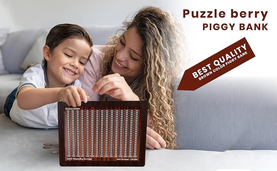 Signamio Premium 1 Lakh Wooden Piggy Bank With Number Tracker - Veesho