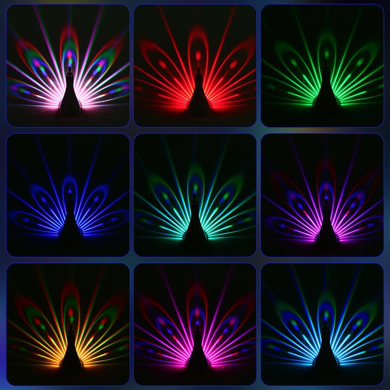 Rainbow Peacock 7-Color Projection Night Light - Veesho