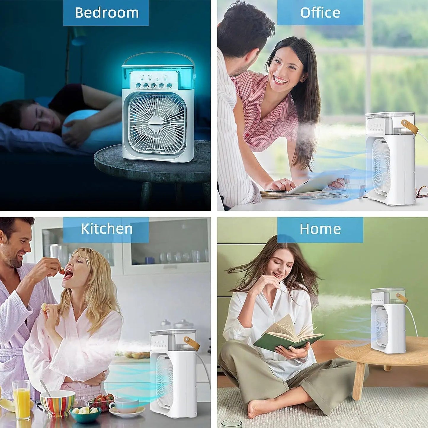 BeOne Mini Air Cooler & Humidifier – 3-Speed, LED, USB Powered - Veesho