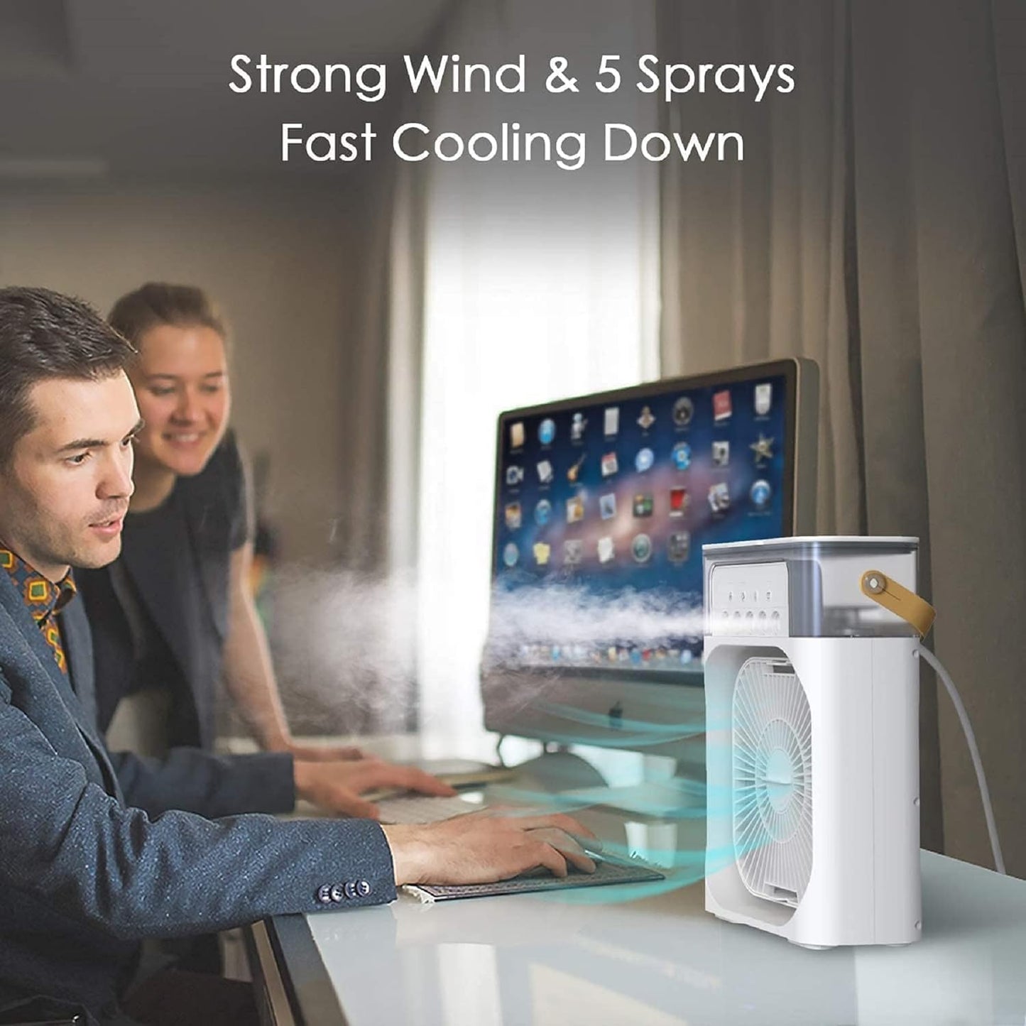 BeOne Mini Air Cooler & Humidifier – 3-Speed, LED, USB Powered - Veesho