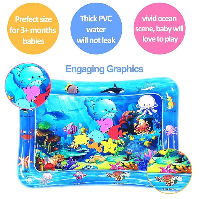 Premium Inflatable Water Play Mat & Tummy Time Activity Center - Veesho